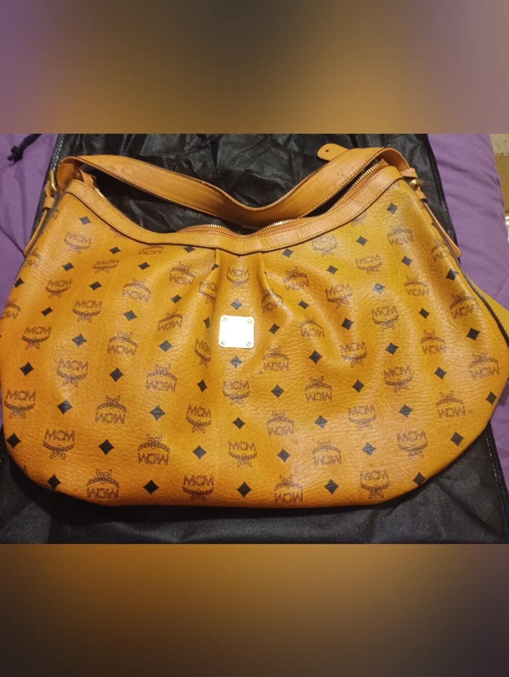 MCM Cognac Monogram Visetos Shoulder Bag